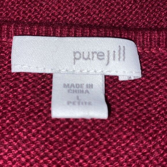 PureJill Wm’s Sz Lrg Maroon Loose Pocket Pin Closed Cardigan - Picture 4 of 5